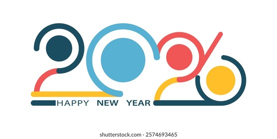 Happy new year 2026.Design for calendar, cover, card and media post.2026 new year logo.