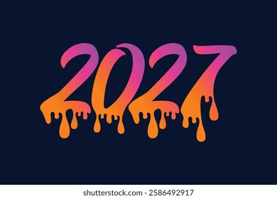 Happy new year 2027 with dripping paint for greeting card, banner design template
