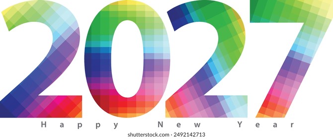 happy new year 2027 with purple vertical striped monochrome color inside, 2027 vector illustration, isolated on white background.