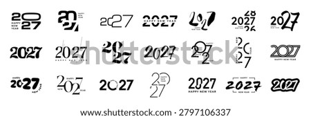 Happy New Year 2027 set, 2027 number logo collection