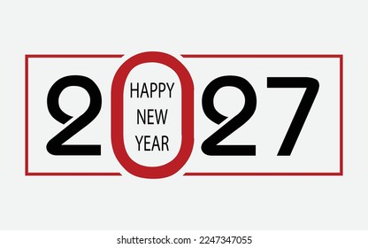 Happy New Year 2027 text design. Cover of business diary for 2027 with wishes. 