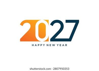 Happy new year 2027 text design vector illustration. New year celebration concept