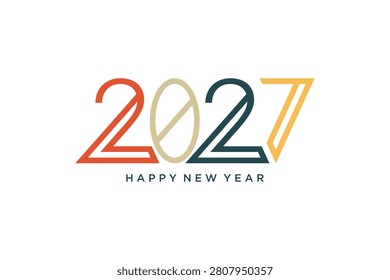Happy new year 2027 text design vector illustration. New year celebration concept