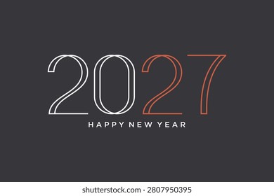 Happy new year 2027 text design vector illustration. New year celebration concept