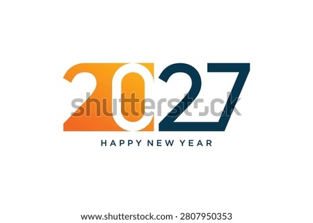 Happy new year 2027 text design vector illustration. New year celebration concept
