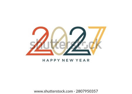 Happy new year 2027 text design vector illustration. New year celebration concept