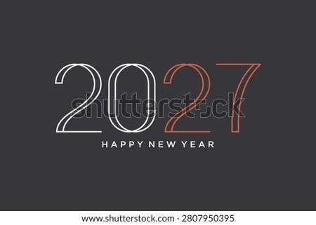 Happy new year 2027 text design vector illustration. New year celebration concept