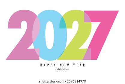 happy new year 2027 various color with white background. happy new year 2027 text design. the template of business diary for 2027 happy new year.