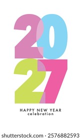happy new year 2027 various color with white background. happy new year 2027 text design. the template of business diary for 2027 happy new year.