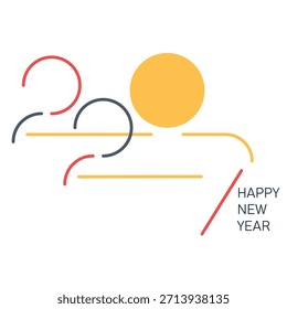 Feliz año Nuevo 2027. ilustración de vacaciones de Vector 2027. Decoración para el cartel del acontecimiento del festival, diseño de la cubierta.