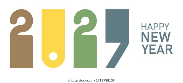 Feliz año Nuevo 2027. ilustración de vacaciones de Vector 2027. Decoración para el cartel del acontecimiento del festival, diseño de la cubierta.