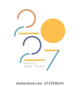Feliz Ano Novo 2027. 2027 ilustração de feriado vetorial. Decoração para cartaz de evento de festival, design de capa.