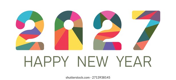 Feliz año Nuevo 2027. ilustración de vacaciones de Vector 2027. Decoración para el cartel del acontecimiento del festival, diseño de la cubierta.