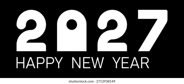 Feliz año Nuevo 2027. ilustración de vacaciones de Vector 2027. Decoración para el cartel del acontecimiento del festival, diseño de la cubierta.