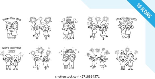 Happy New Year 2027 vector illustration in a clean and modern graphic design style. Fully editable and scalable EPS vector suitable for branding, marketing, social media, websites, posters, banners, greeting cards and commercial design projects.