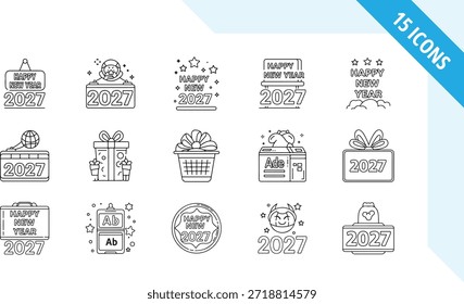 Happy New Year 2027 vector illustration in a clean and modern graphic design style. Fully editable and scalable EPS vector suitable for branding, marketing, social media, websites, posters, banners, greeting cards and commercial design projects.