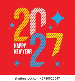 Happy New Year 2027 Vector Illustration with Festive Party Celebration and Joyful Greeting Design Concept