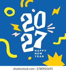 Happy New Year 2027 Vector Illustration with Festive Party Celebration and Golden Sparkle Design Concept