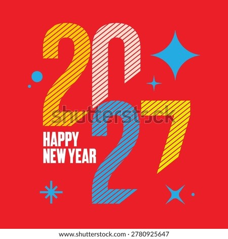 Happy New Year 2027 Vector Illustration with Festive Party Celebration and Joyful Greeting Design Concept