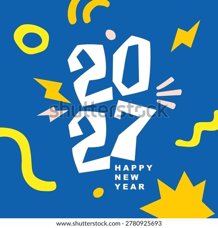 Happy New Year 2027 Vector Illustration with Festive Party Celebration and Golden Sparkle Design Concept