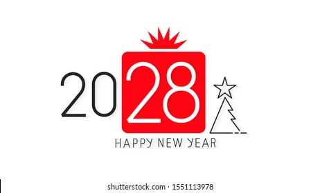 Happy New Year 2028 Design.Vector Illustration Brochure Design Template, Card, Banner. Vector Illustration. Isolated On White Background.