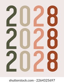 Happy New Year 2028 Vector art Pastels colored numbers background vector illustration Print design ideas Poster banner and postcard designs.