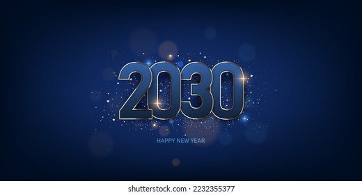 Happy new year 2030 background. Holiday greeting card design. Vector illustration.
