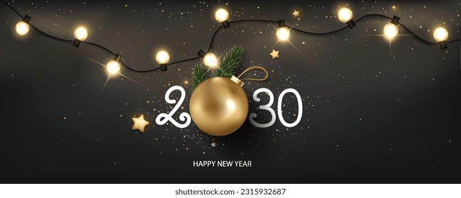 Happy New Year 2030 background with Christmas light and decoration. Celebration background design.