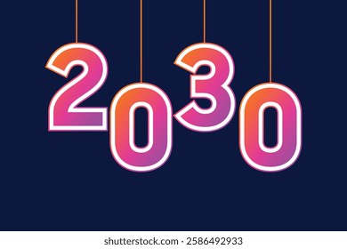 Happy New Year 2030 Design Template with hanging numbers.