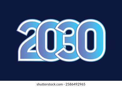 Happy New Year 2030 Design Template with stacked numbers.