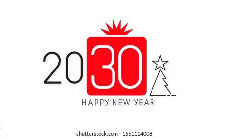 Happy New Year 2030 Design.Vector Illustration Brochure Design Template, Card, Banner. Vector Illustration. Isolated On White Background.
