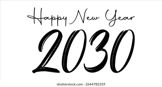 Happy new year 2030 handwritten text isolated on white background