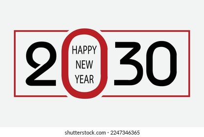 Happy New Year 2030 text design. Cover of business diary for 2030 with wishes. 