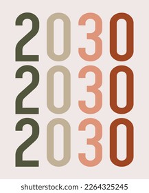 Happy New Year 2030 Vector art Pastels colored numbers background vector illustration Print design ideas Poster banner and postcard designs.