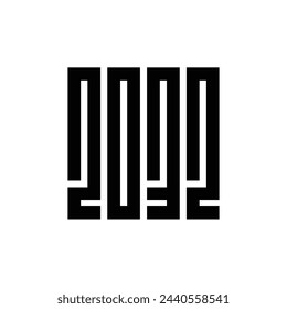 Happy new year 2032 logo text vector illustration, black on white background