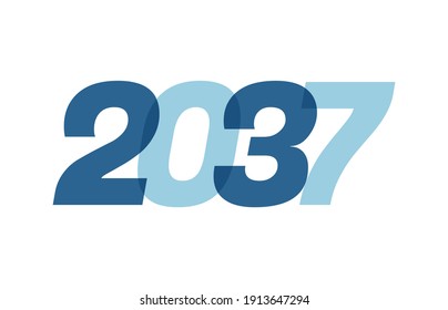 Happy New Year 2037 Text Design. 2037 Number logo design for Brochure design template, card, banner Isolated on white background. Vector illustration