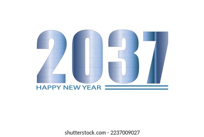 Happy New Year 2037 text design. Cover of business diary for 2037 with wishes.