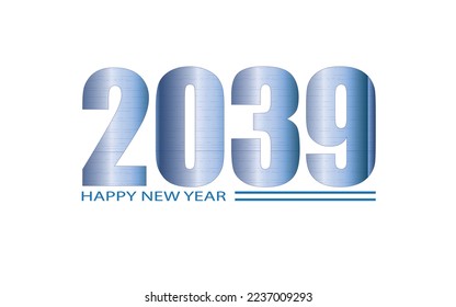 Happy New Year 2039 text design. Cover of business diary for 2039 with wishes.