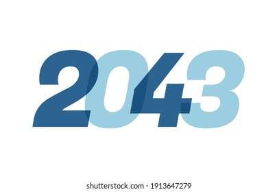 Happy New Year 2043 Text Design. 2043 Number logo design for Brochure design template, card, banner Isolated on white background. Vector illustration