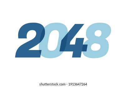 Happy New Year 2048 Text Design. 2048 Number logo design for Brochure design template, card, banner Isolated on white background. Vector illustration