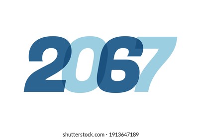 Happy New Year 2067 Text Design. 2067 Number logo design for Brochure design template, card, banner Isolated on white background. Vector illustration
