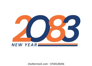 Happy New Year 2083 logo design, New Year 2083 text design isolated on white background