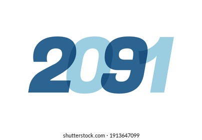 Happy New Year 2091 Text Design. 2091 Number logo design for Brochure design template, card, banner Isolated on white background. Vector illustration