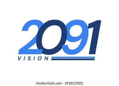 Happy New Year 2091. 2091 Vision Modern Design for Calendar, Greeting Cards, Invitations, Flyers or Prints