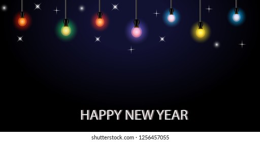 Happy new year 2108 background design concept with colorful lighting on the top