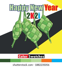 Happy New year 2k21 T shirt Design with color Swatches