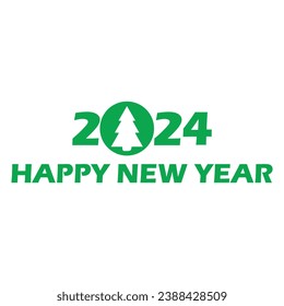 HAPPY NEW YEAR 2O24, vector design with green isolated on a white background, for the new year celebration. #myrealholiday.
