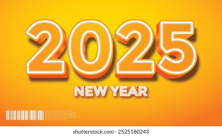 Feliz Ano Novo 3D 2025. decoração realista festiva com número amarelo para comemorar 2025 festa, calendário e cartaz