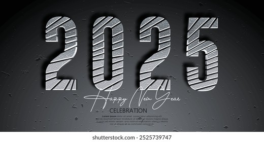 Feliz Ano Novo 3D 2025. decoração realista festiva com número de corte para comemorar 2025 festa, calendário e cartaz