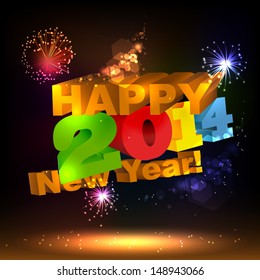 Happy New Year 3d message composition. Salute- vector isolated on black background